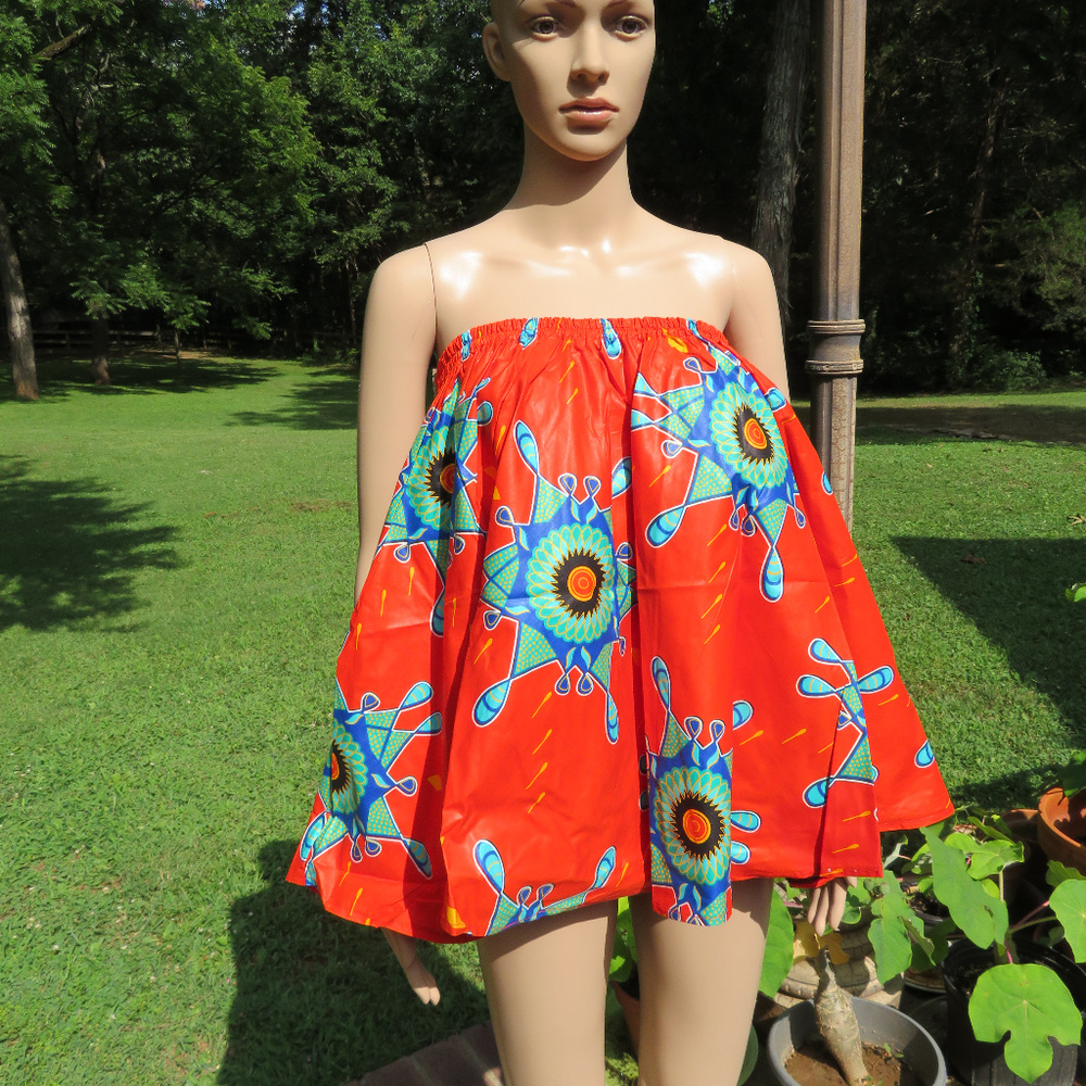 Orange Ankara Crop Top Skirt 2X